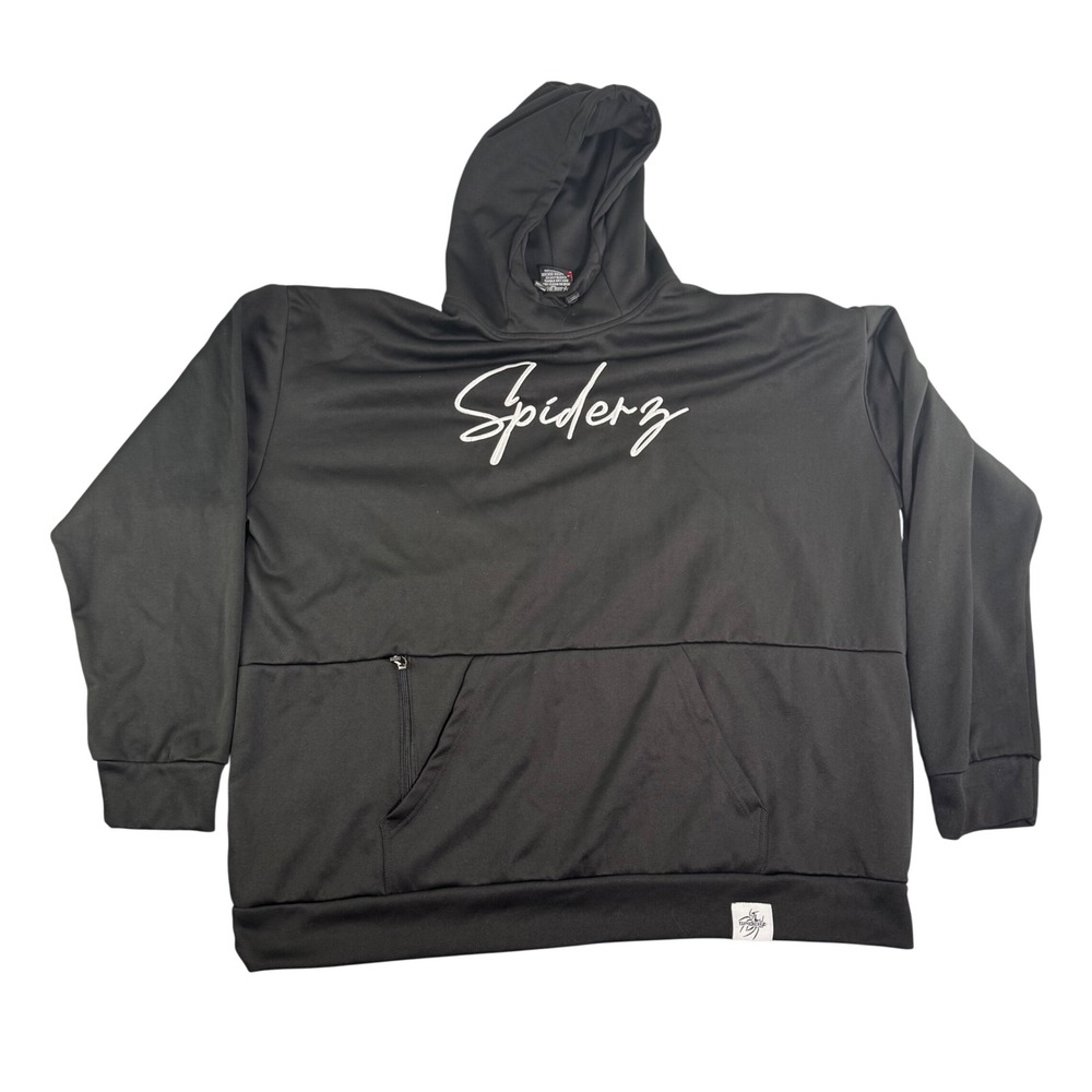 Spiderz Mens 3XL Black Script Logo Athletic Performance‎ Hoodie Sweatshirt